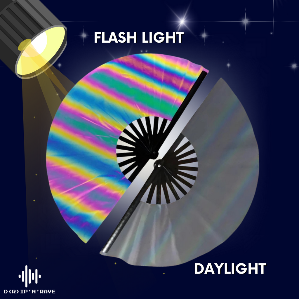 Handfächer groß – großer faltbarer Handfächer Bambus Holz– Hand Fan - Japanischer Kung Fu Tai Chi  -  EDM  Musikfestival Festival Rave Pride Club Event Party Tanz Performance