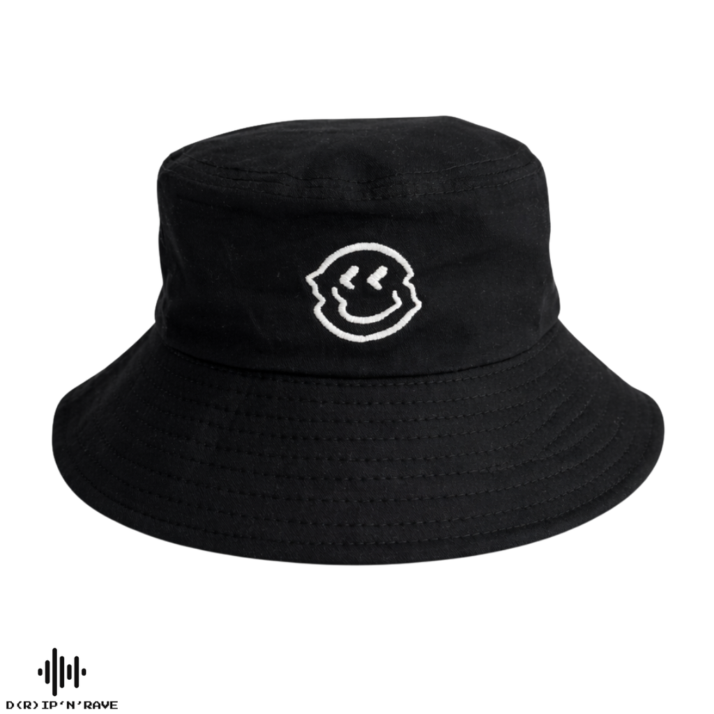 Fischerhut Unisex Schwarz – Glow in Dark – Leuchtet im Dunkeln – 100% Baumwolle Hut - EDM -Festival – Rave - Club- Techno Accessoires Outfit Herren Damen - Clubwear - Sonnenhut Atumgsaktiv