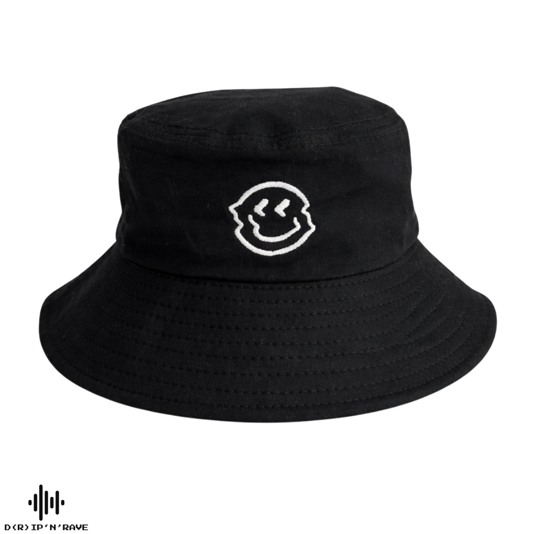 Fischerhut Unisex Schwarz – Glow in Dark – Leuchtet im Dunkeln – 100% Baumwolle Hut - EDM -Festival – Rave - Club- Techno Accessoires Outfit Herren Damen - Clubwear - Sonnenhut Atumgsaktiv