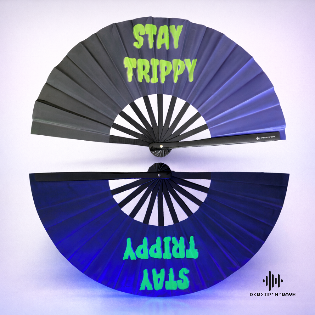 Festival Handfächer XL–Stay Trippy–großer faltbarer Handfächer aus Bambus Bild 8 - D(R)IP'N'RAVE