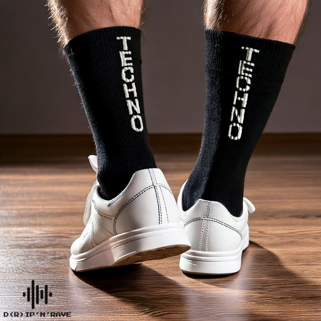 2 Paar Rave Techno Socken Unisex – Techno Festival Socken für Damen & Herren – Bequeme Baumwoll-Tennissocken als Outfit Accessoire für Club & EDM Party