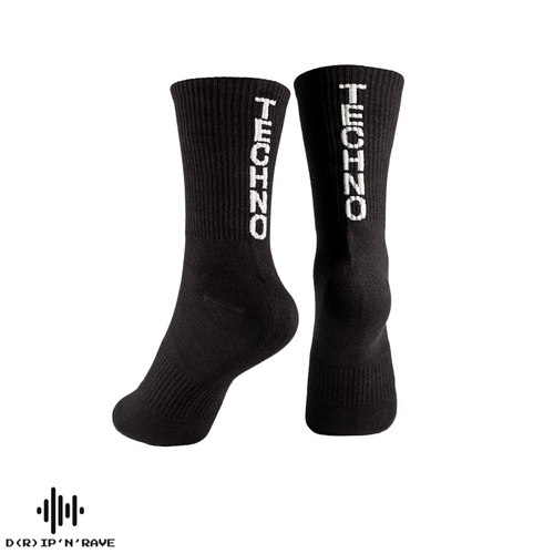 2 Paar Rave Techno Socken Unisex – Techno Festival Socken für Damen & Herren – Bequeme Baumwoll-Tennissocken als Outfit Accessoire für Club & EDM Party