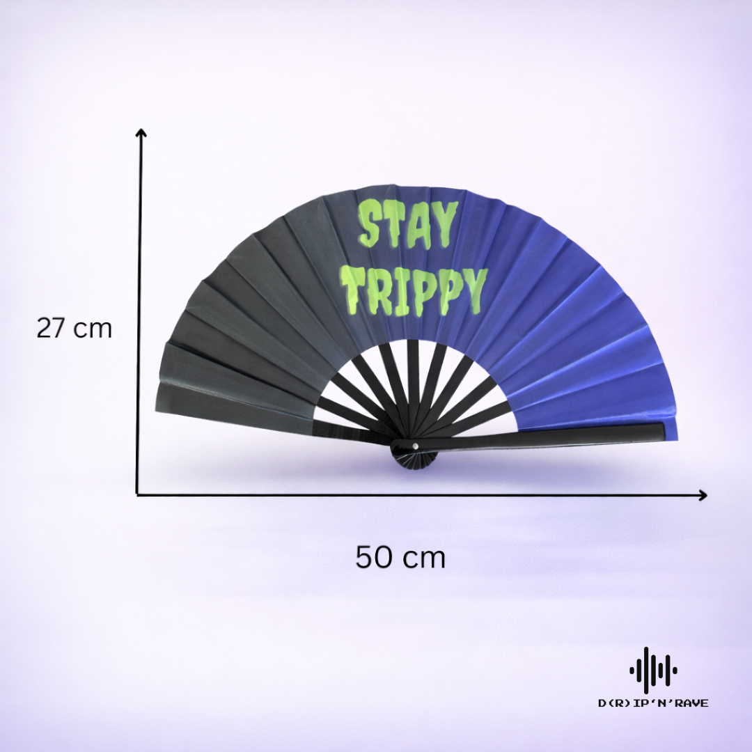 Festival Handfächer XL–Stay Trippy–großer faltbarer Handfächer aus Bambus Bild 5 - D(R)IP'N'RAVE