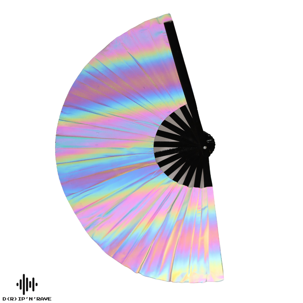 Handfächer groß – großer faltbarer Handfächer Bambus Holz– Hand Fan - Japanischer Kung Fu Tai Chi  -  EDM  Musikfestival Festival Rave Pride Club Event Party Tanz Performance