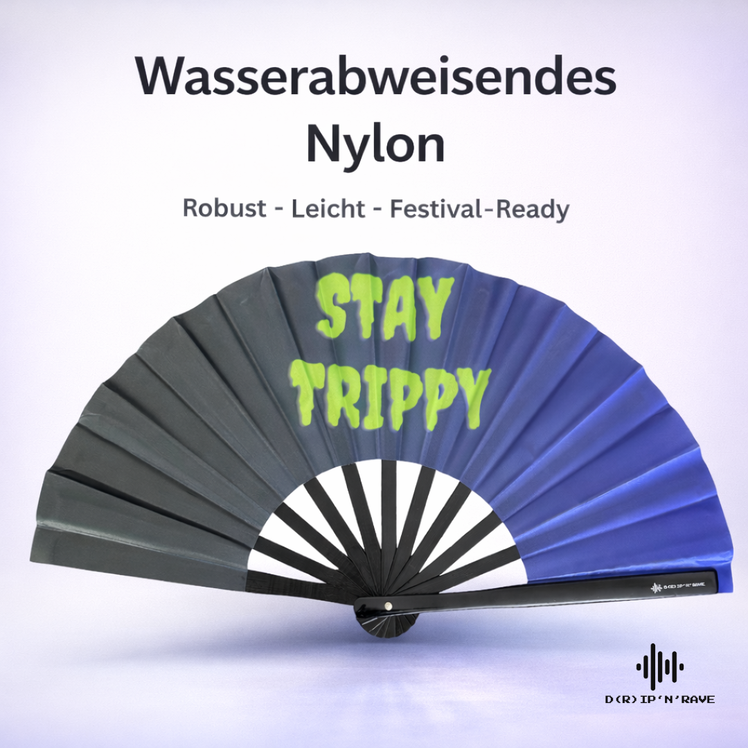 Festival Handfächer XL–Stay Trippy–großer faltbarer Handfächer aus Bambus Bild 6 - D(R)IP'N'RAVE