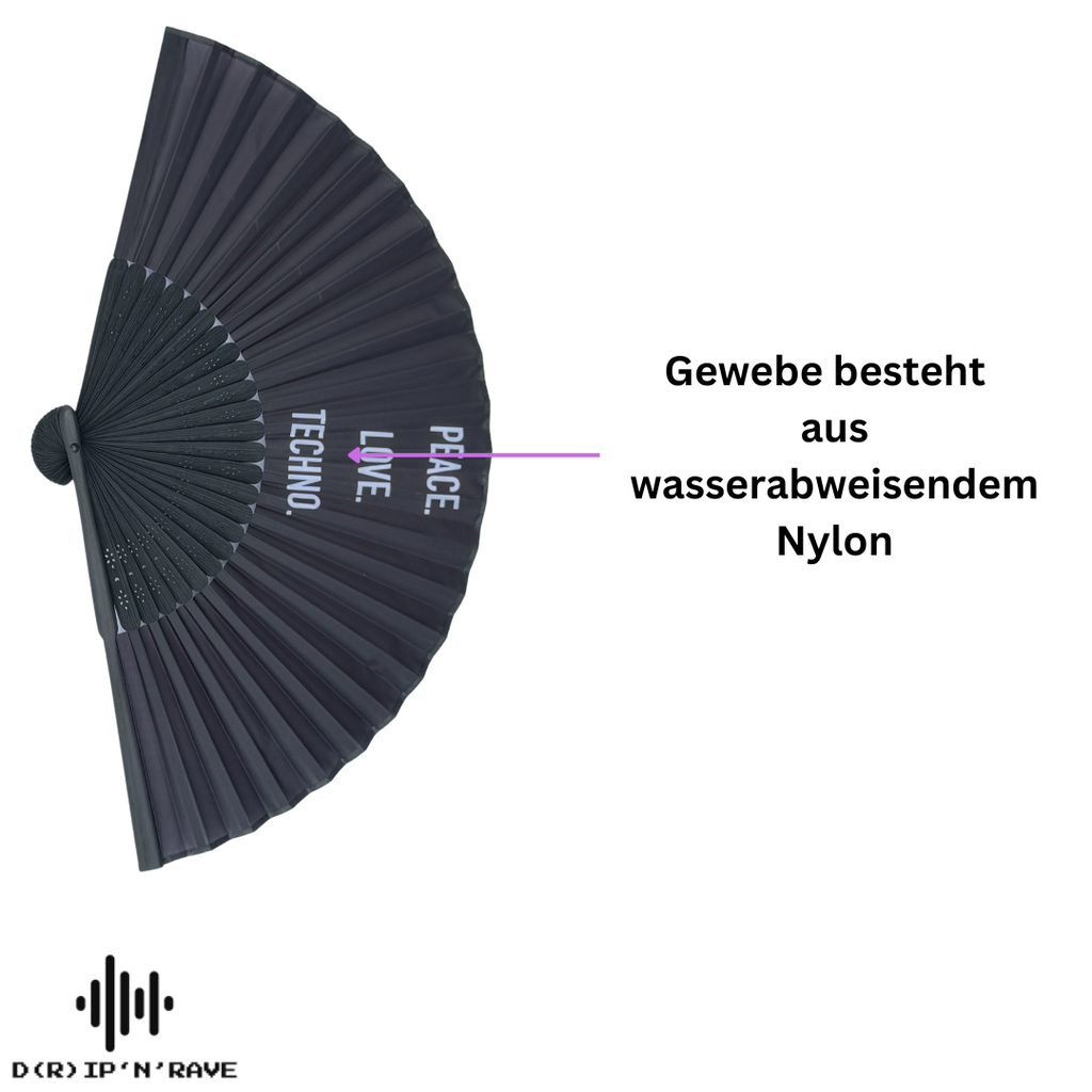 2 Pack Set Techno Rave Handfächer - Fächer klein stabil schwarz Bambus Holz - Hand Fan Sommer Asiatische Deko für Party, Club, Festival, Rave